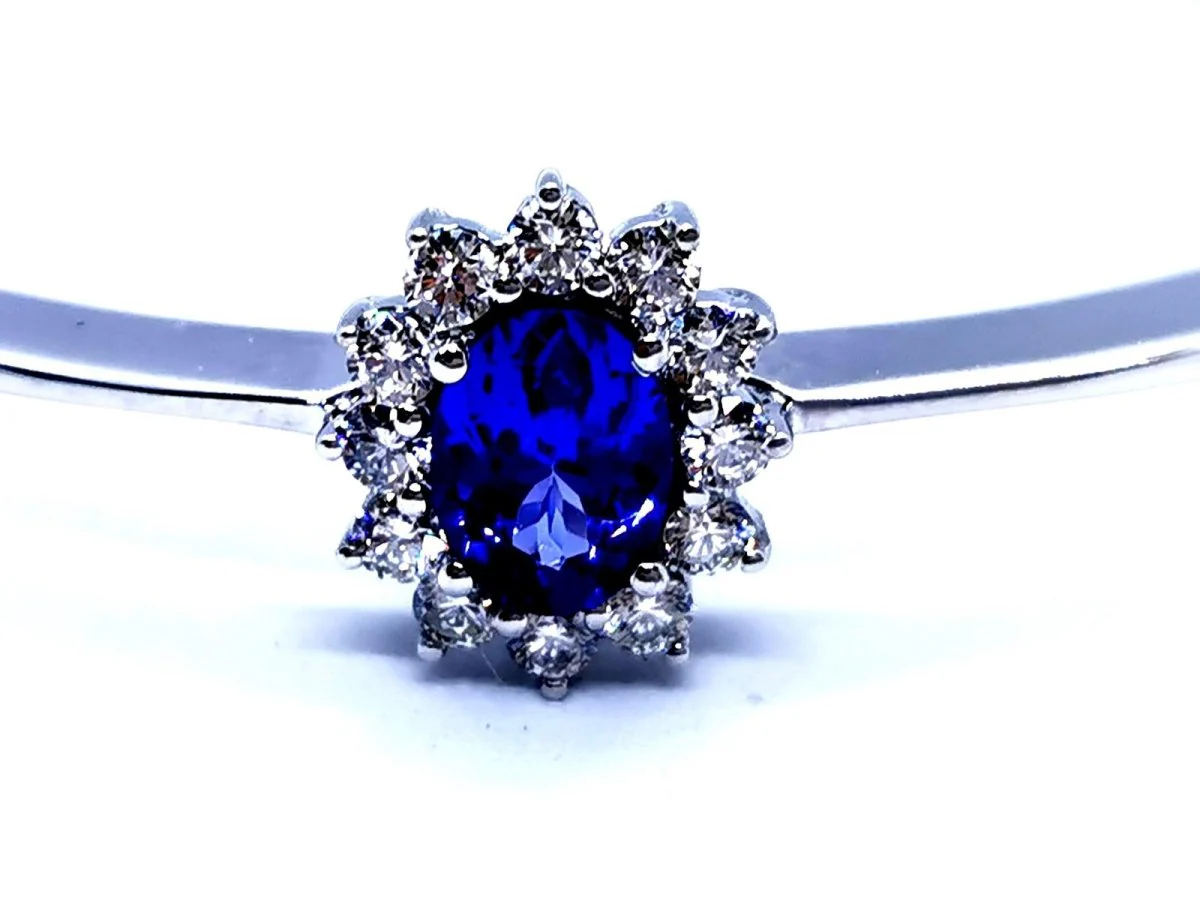 Bangle bracelet in white gold and tanzanite - Image 4