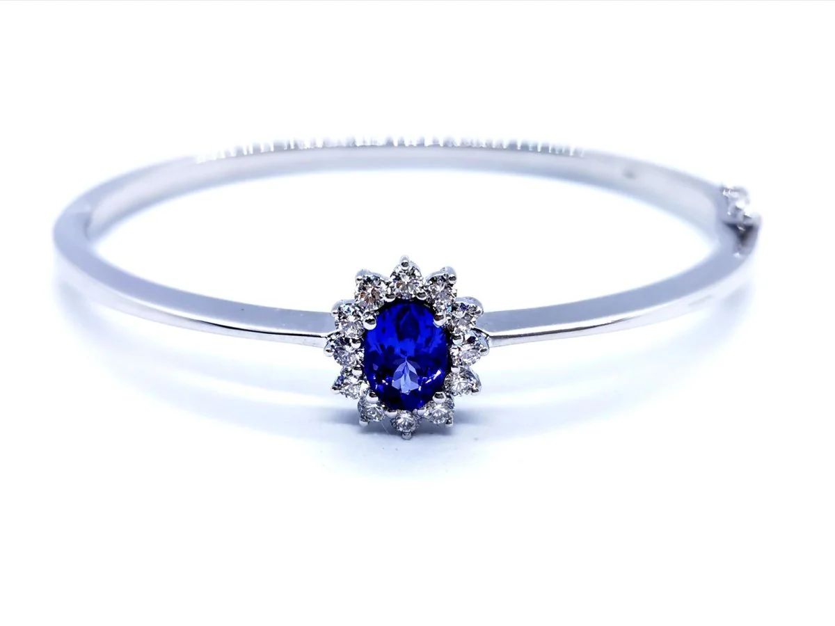 Bangle bracelet in white gold and tanzanite - Image 8