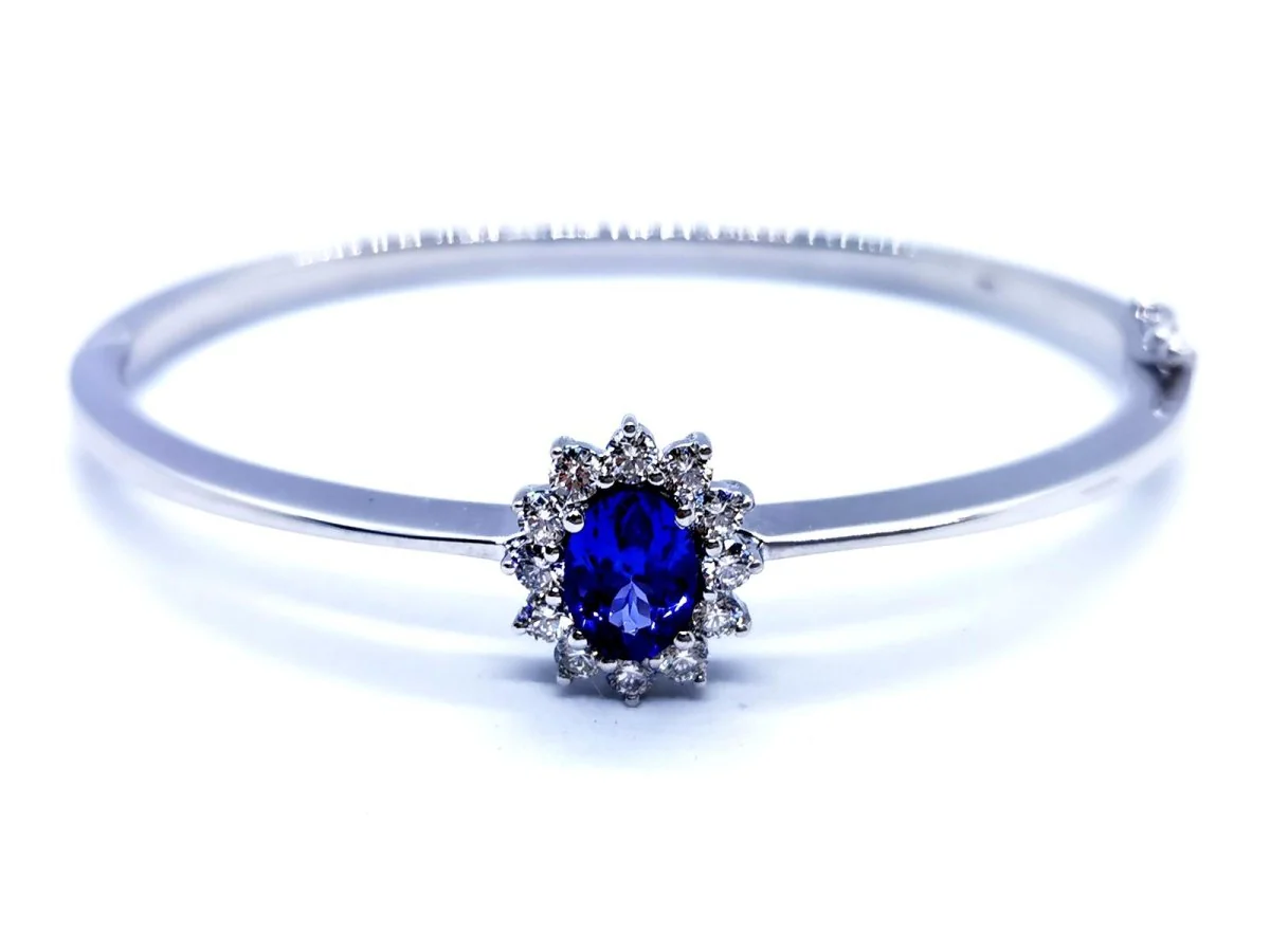 Bangle bracelet in white gold and tanzanite - Image 9