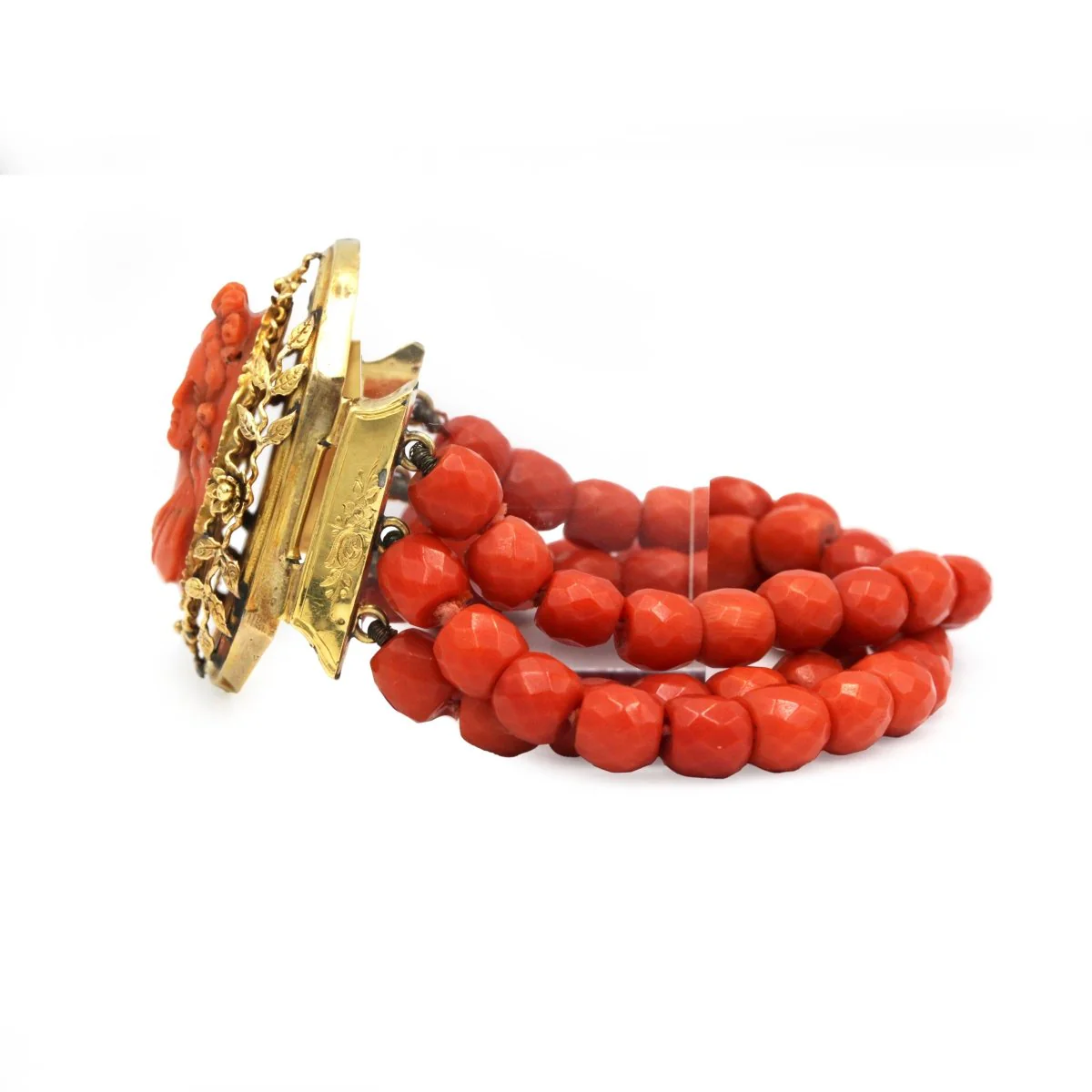 Bracelet - Yellow gold, Cameo & Red Coral - Image 3