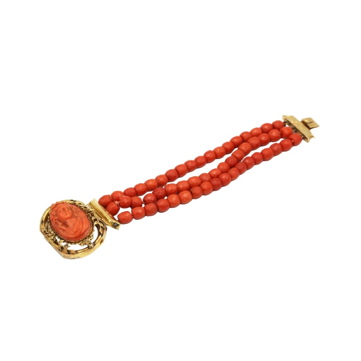 Bracelet - Yellow gold, Cameo & Red Coral - Image 4