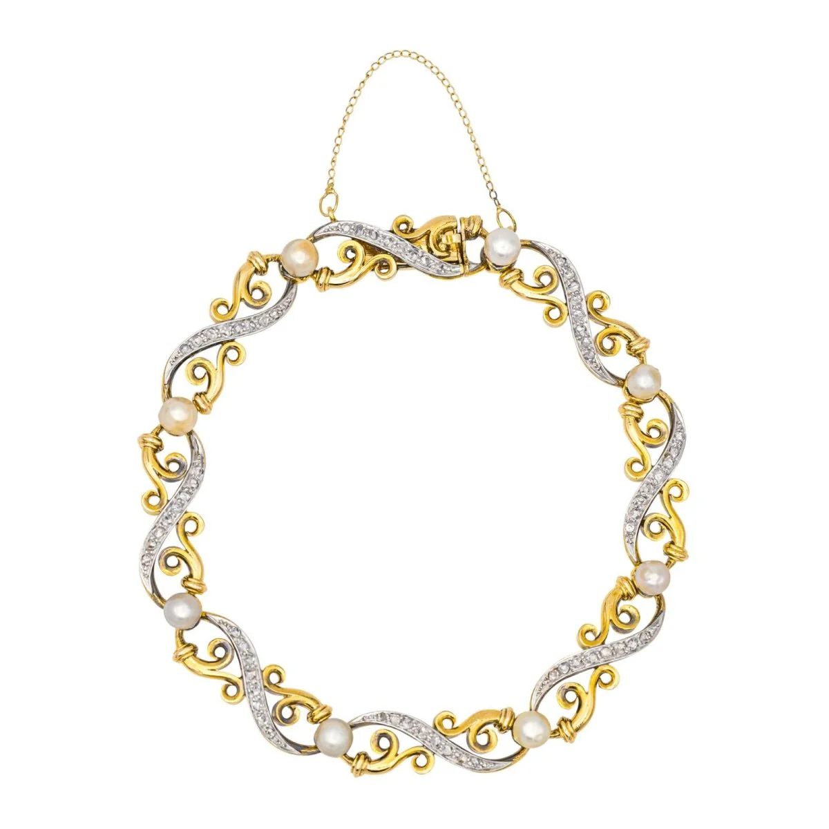 Bracelet diamond at yellow gold and white