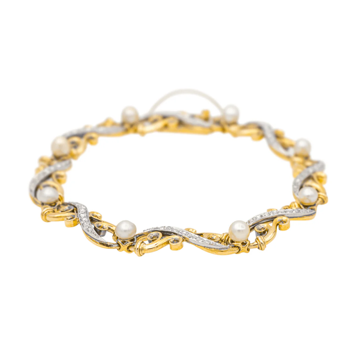 Bracelet diamond at yellow gold and white - Image 3