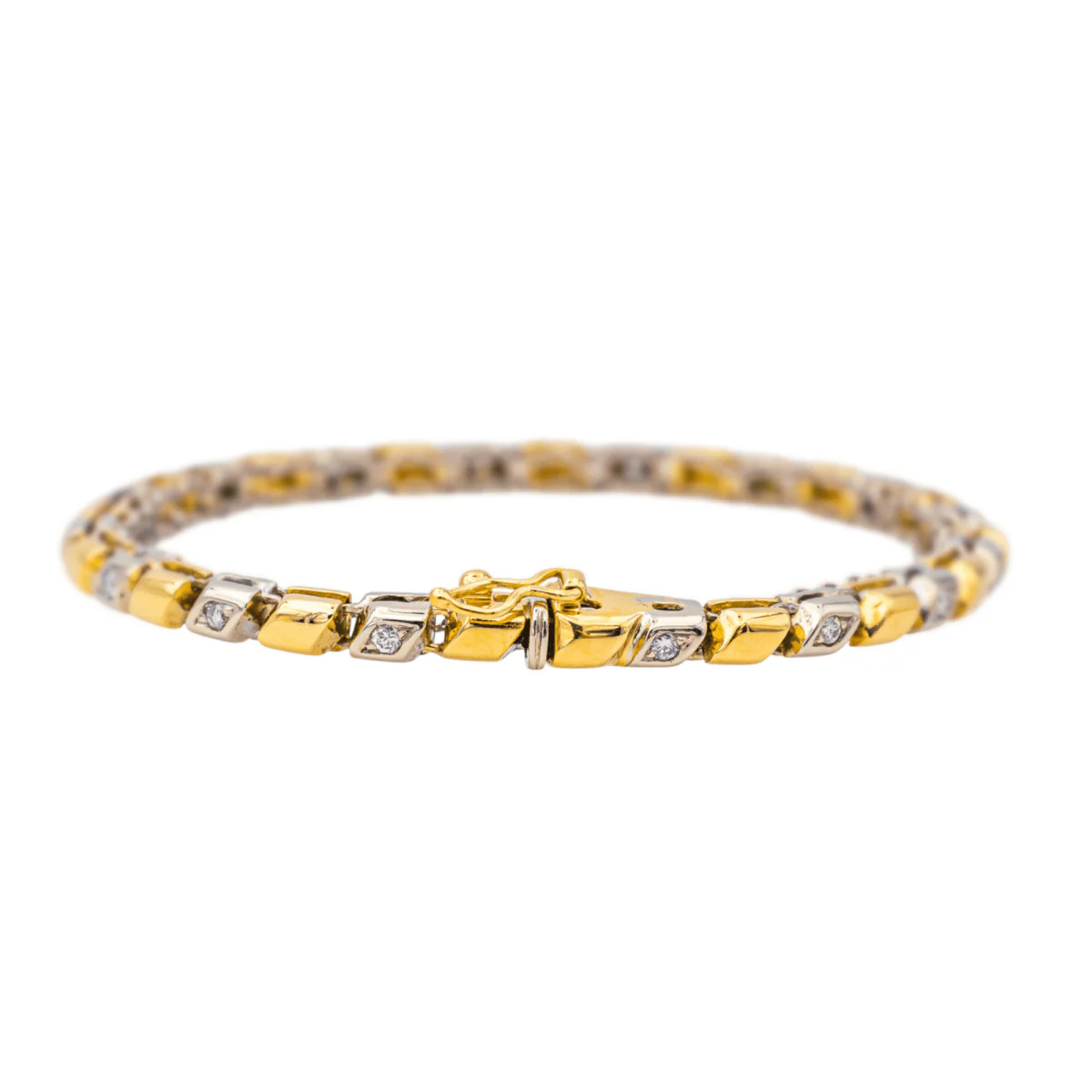 Line bracelet in yellow gold, white gold and diamonds - Image 3