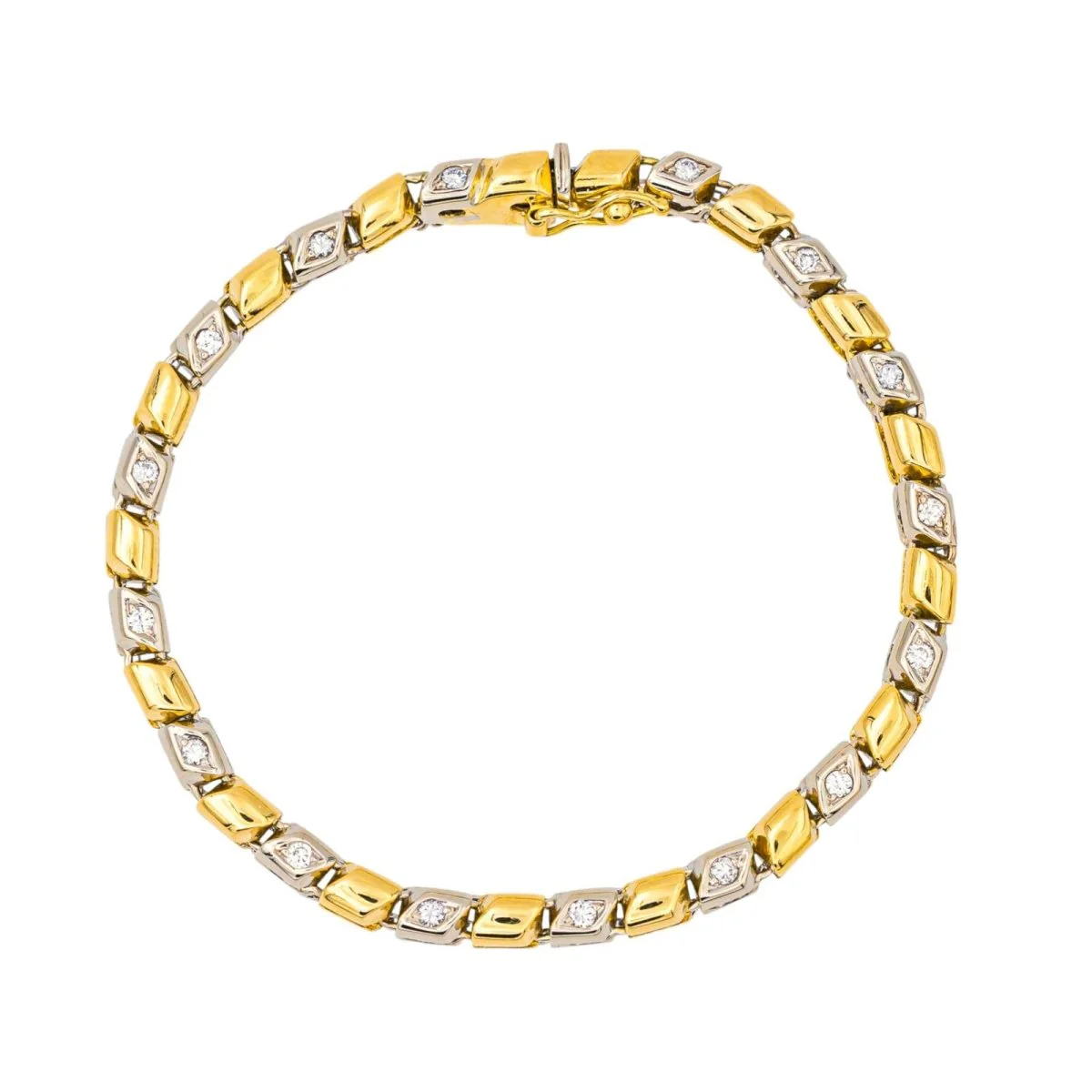 Line bracelet in yellow gold, white gold and diamonds - Image 4