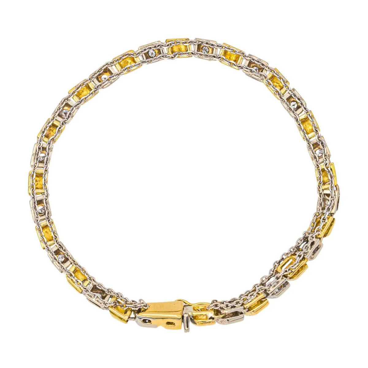 Line bracelet in yellow gold, white gold and diamonds - Image 5