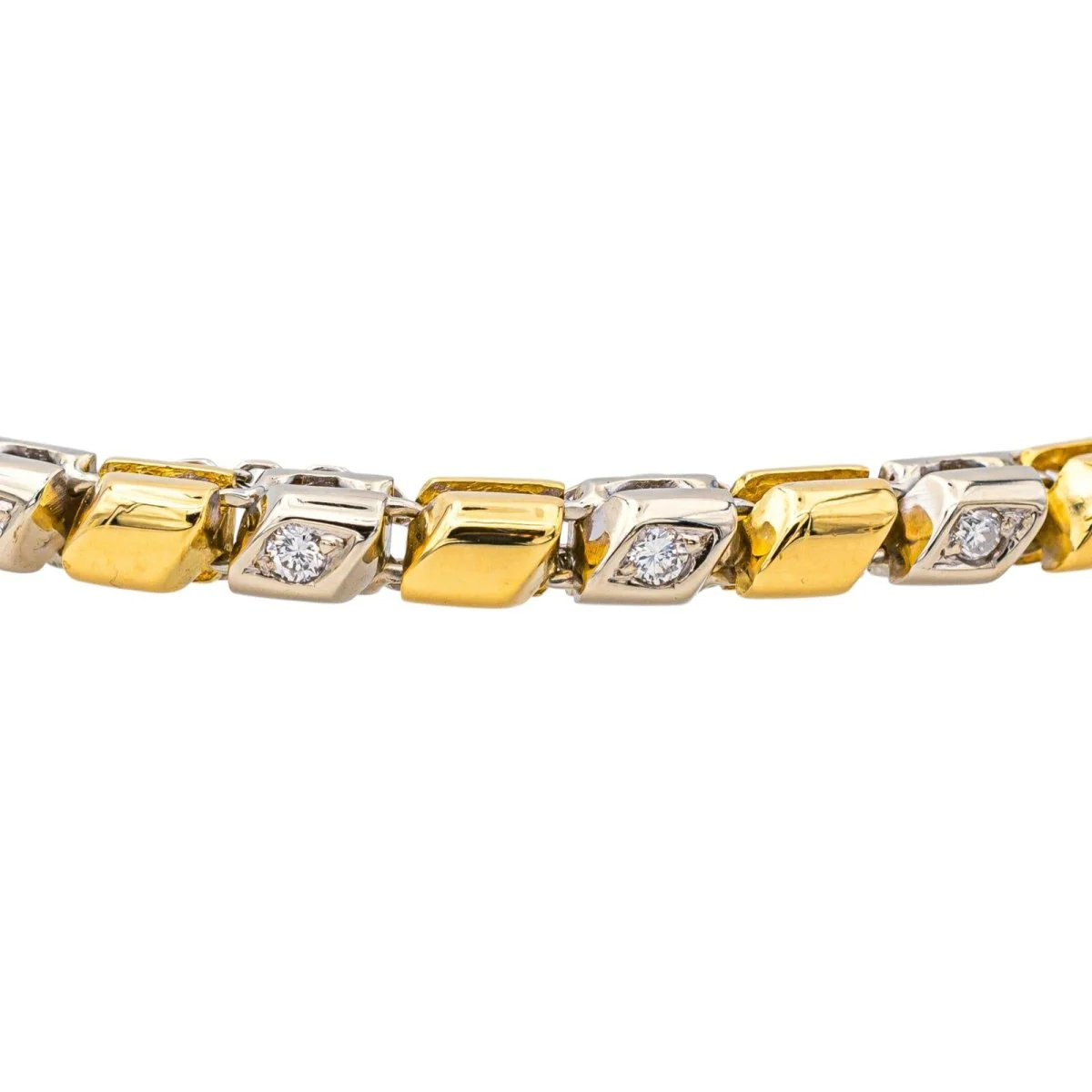 Line bracelet in yellow gold, white gold and diamonds - Image 6