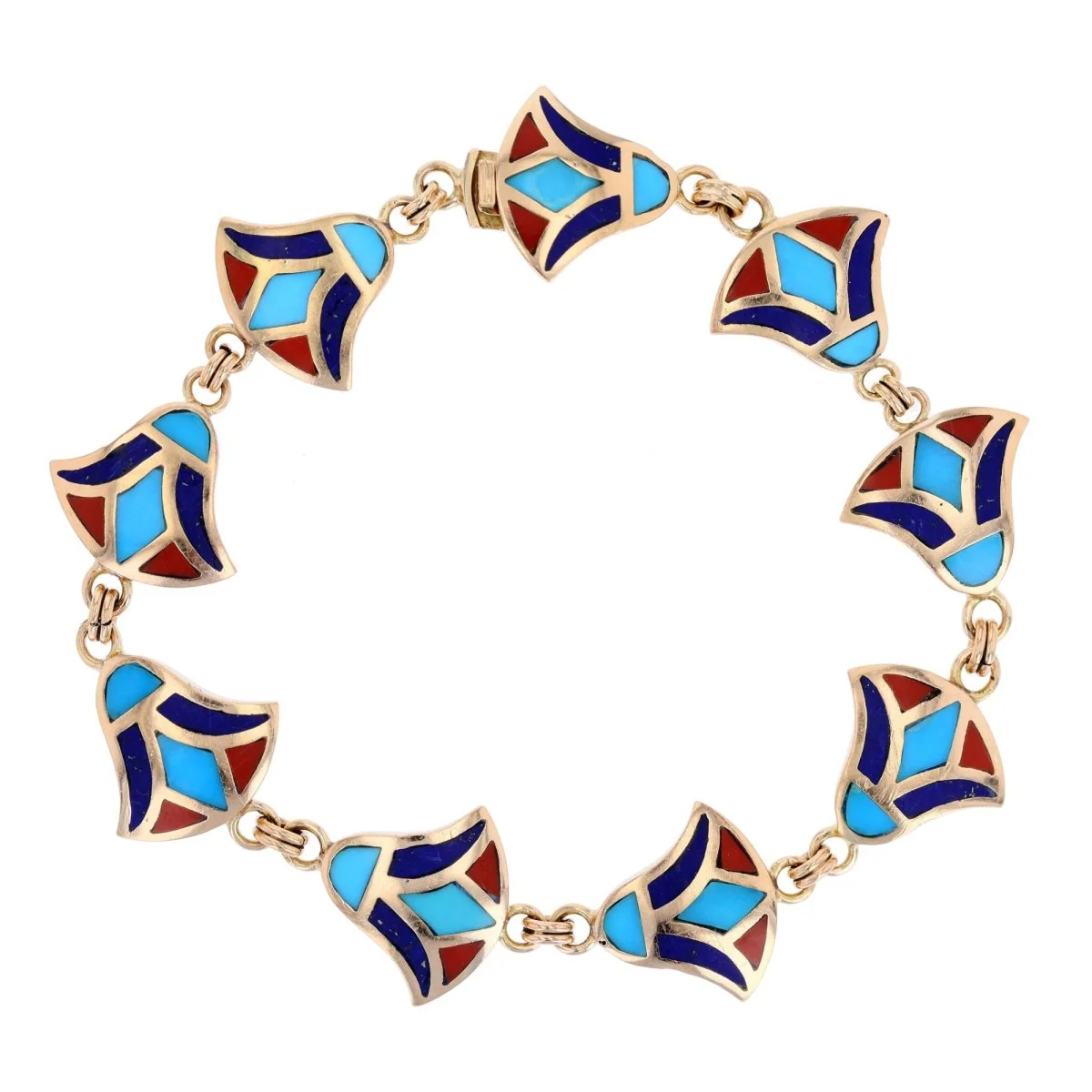 Bracelet Mesh in yellow gold and enamel