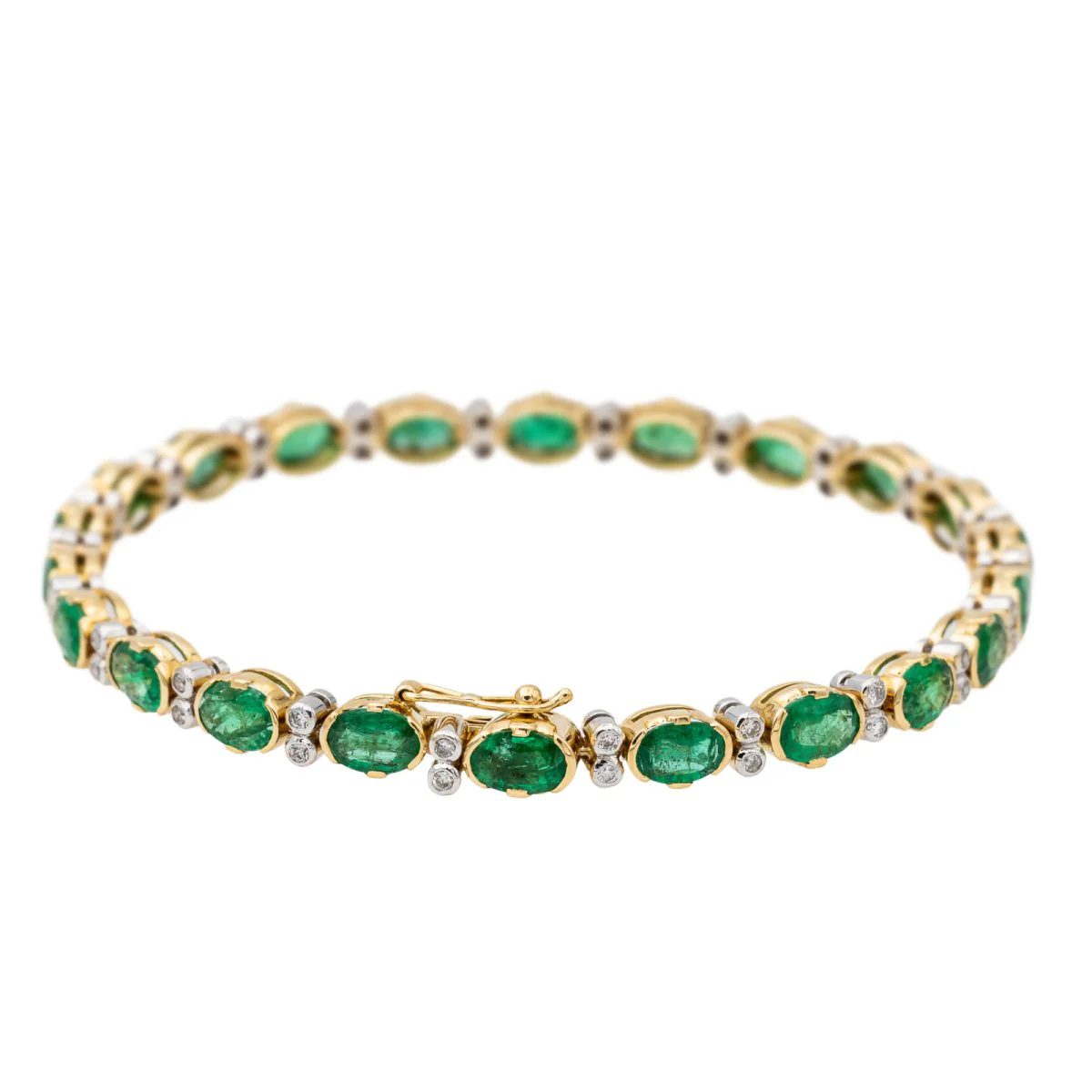 Bracelet in yellow gold, white gold, diamond and emerald - Image 9