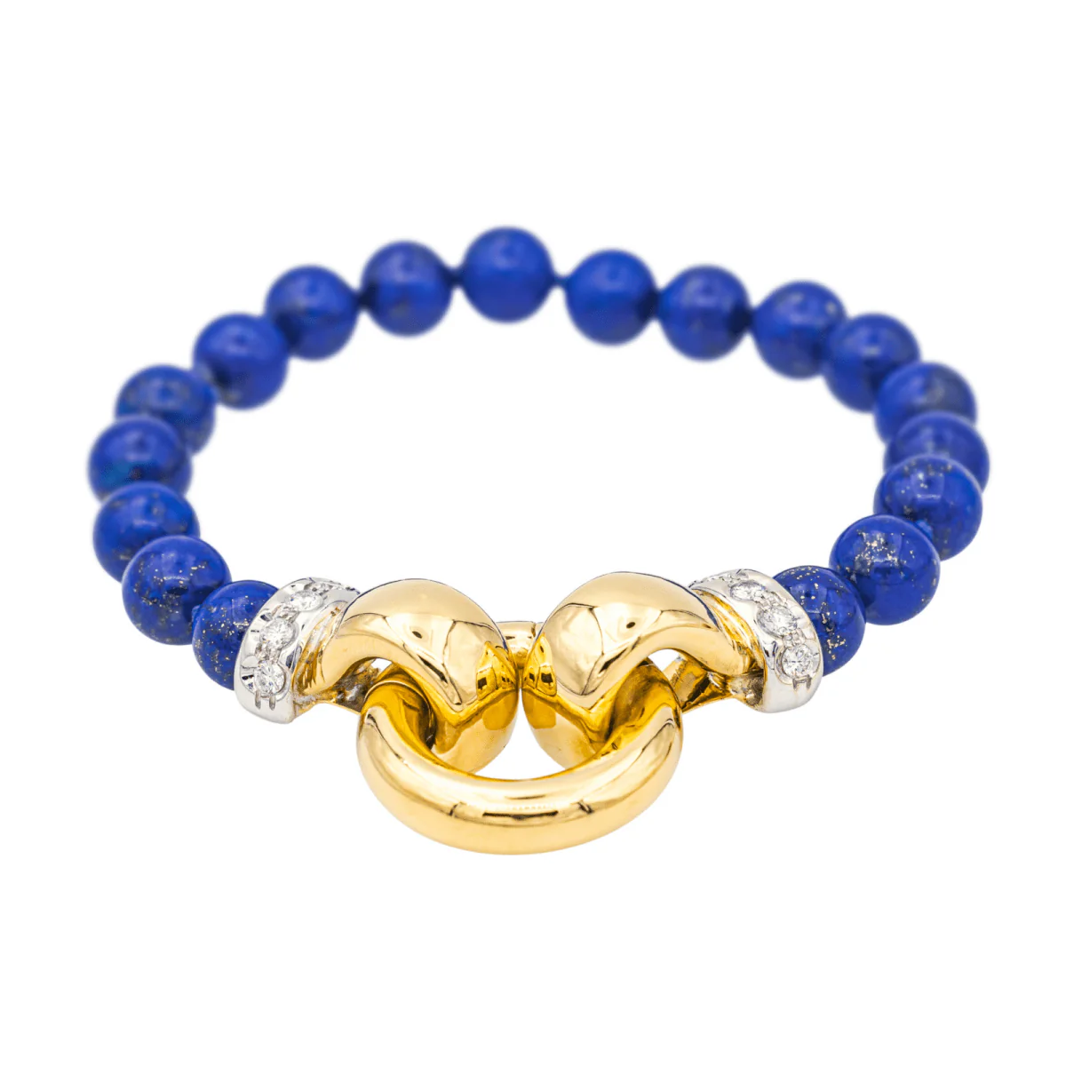 Bracelet Flexible in yellow gold, white gold, lapis lazuli and diamonds