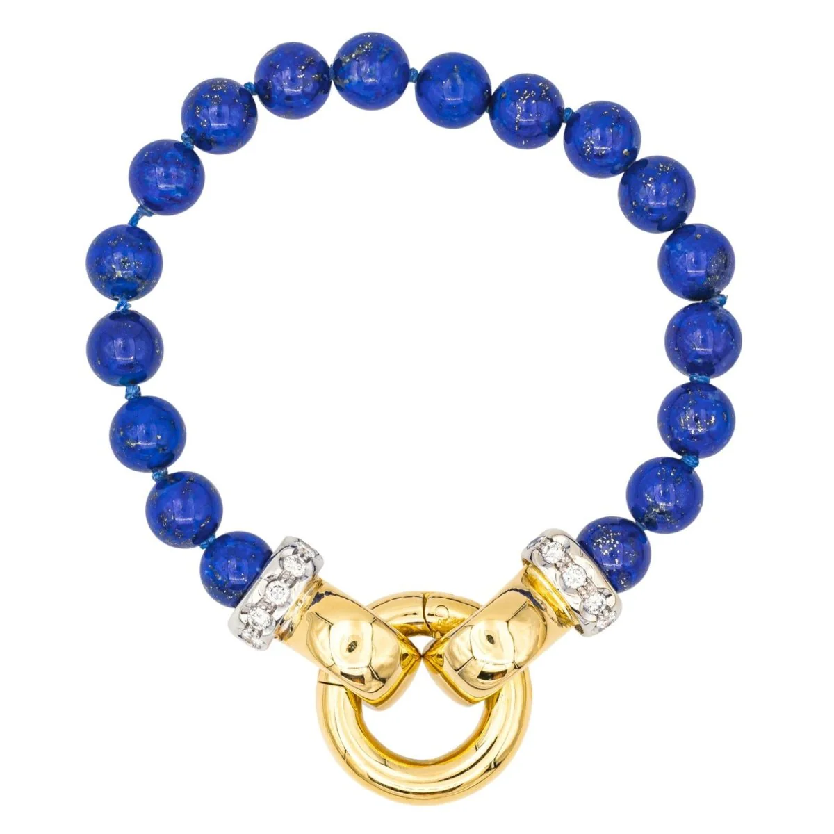 Bracelet Flexible in yellow gold, white gold, lapis lazuli and diamonds - Image 3