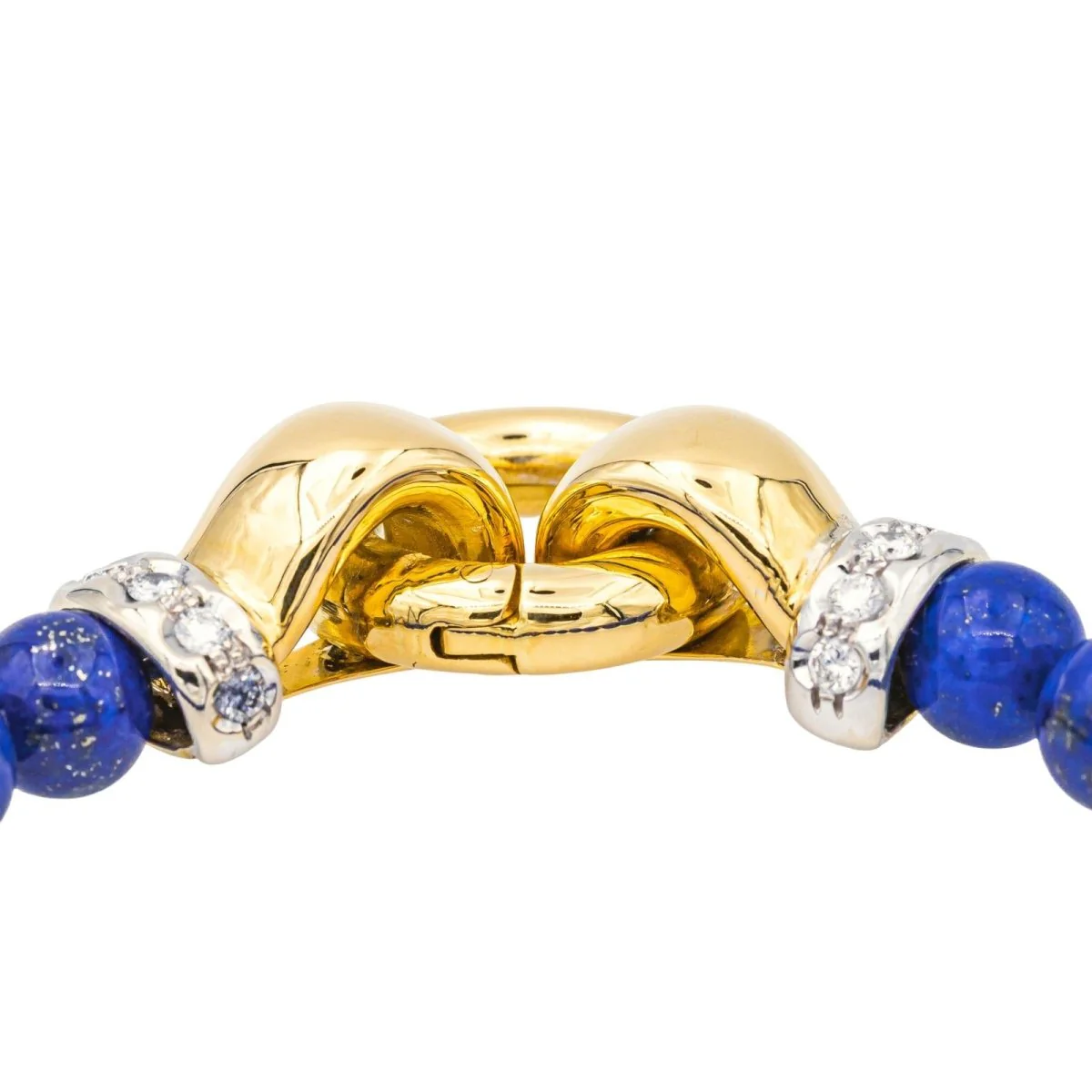 Bracelet Flexible in yellow gold, white gold, lapis lazuli and diamonds - Image 4