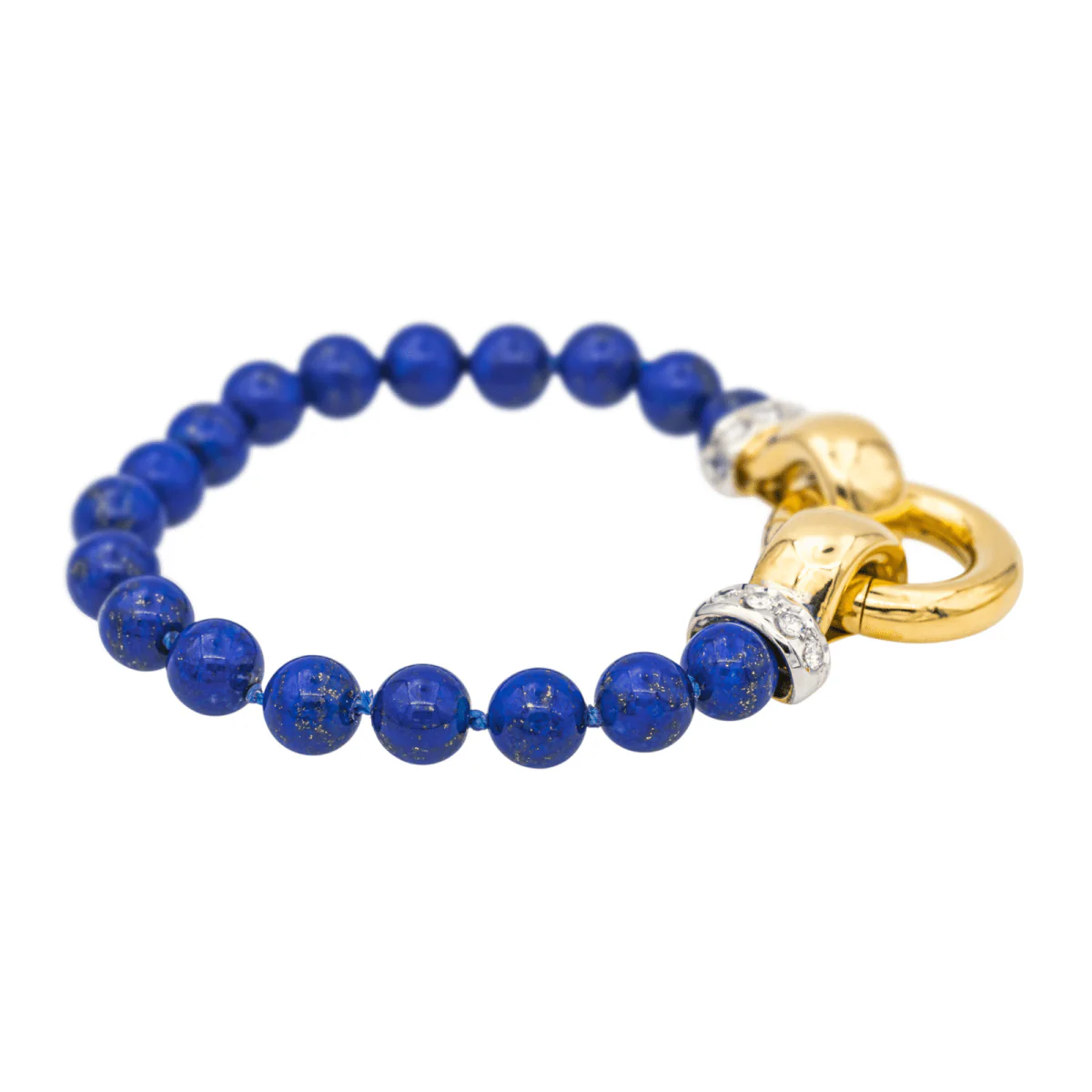 Bracelet Flexible in yellow gold, white gold, lapis lazuli and diamonds - Image 5