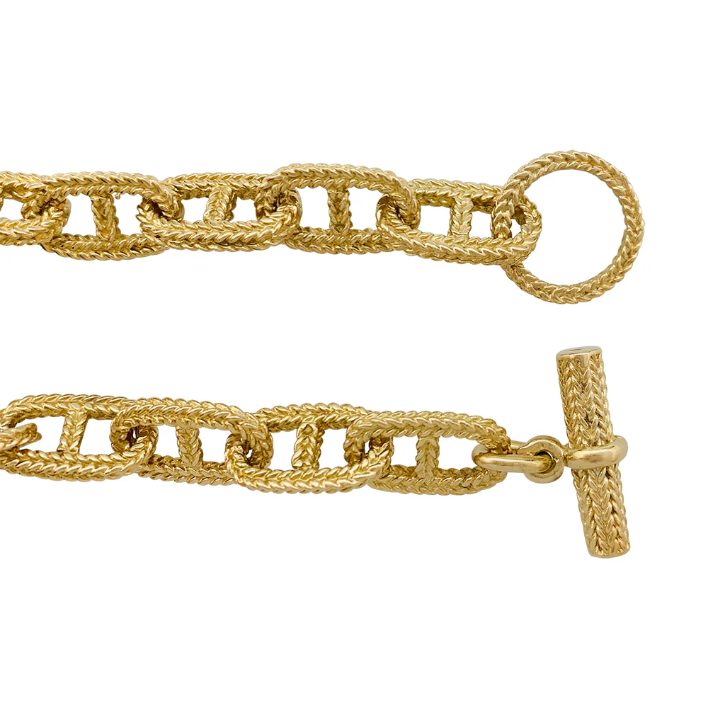 Yellow gold bracelet, navy mesh - Image 3