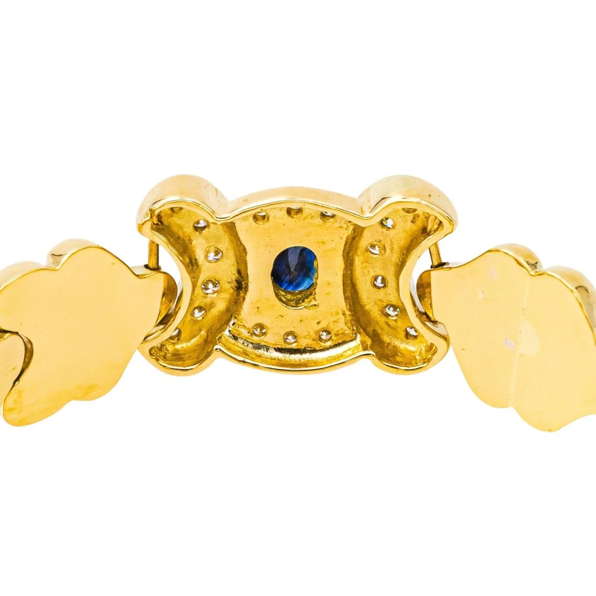 Yellow gold, sapphire, and diamond mesh bracelet - Image 6