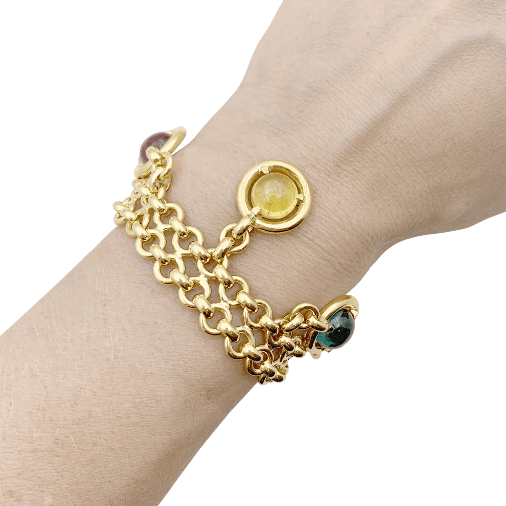 Bracelet yellow gold, colored tourmalines. - Image 2