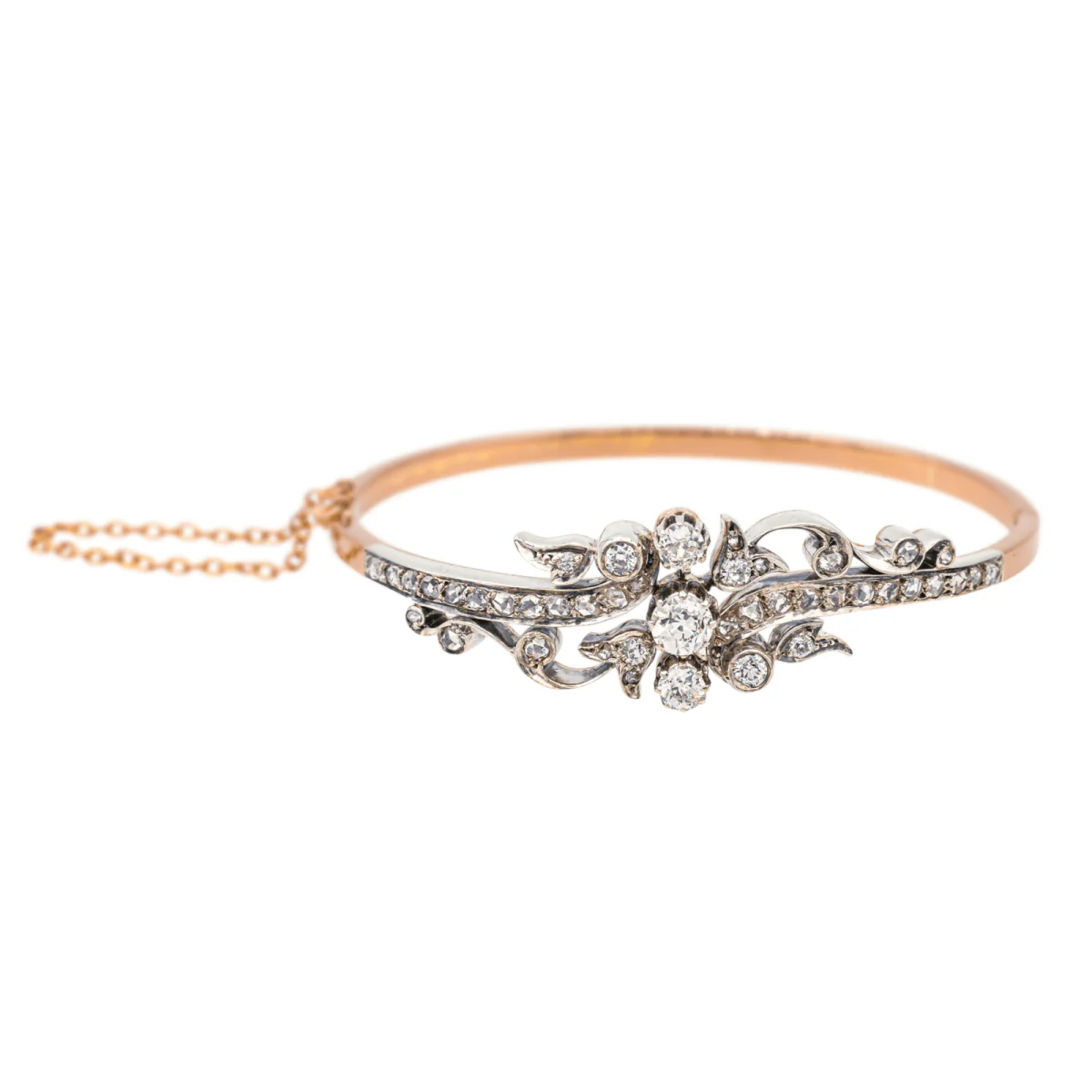 Bangle bracelet in pink gold and diamonds - Image 3