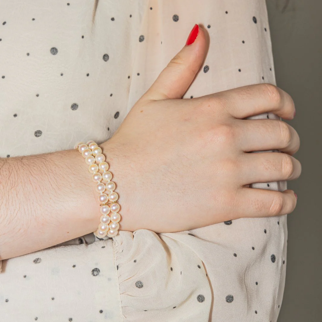 Yellow gold and pearl bracelet - Image 2