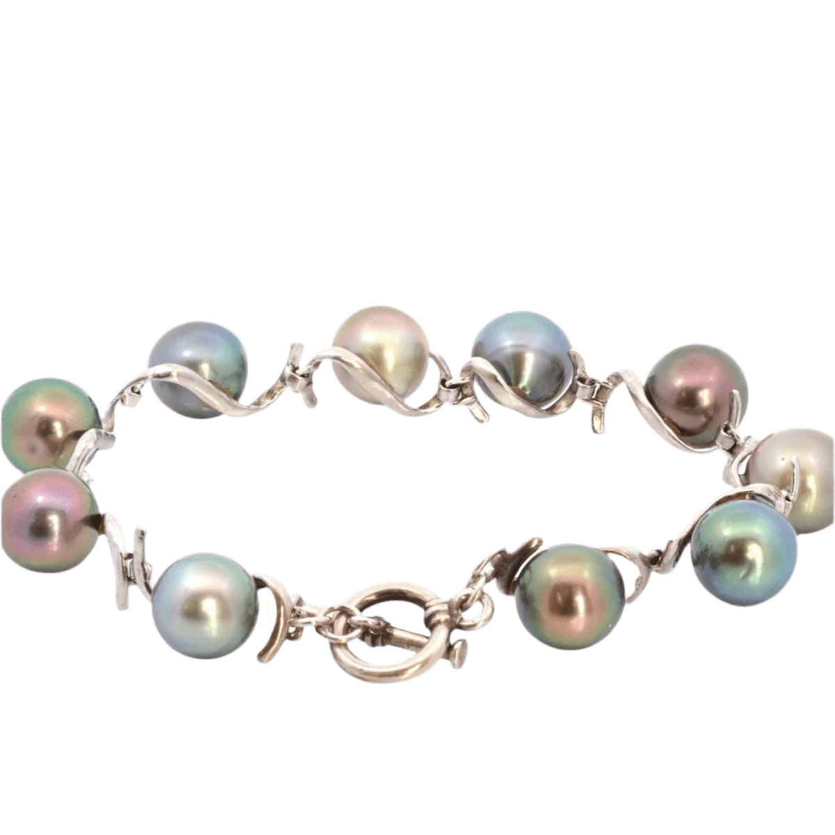 Bracelet Flexible in silver and pearls - Image 2