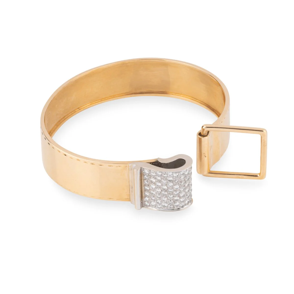 Rigid bracelet in yellow gold and diamond - Image 3