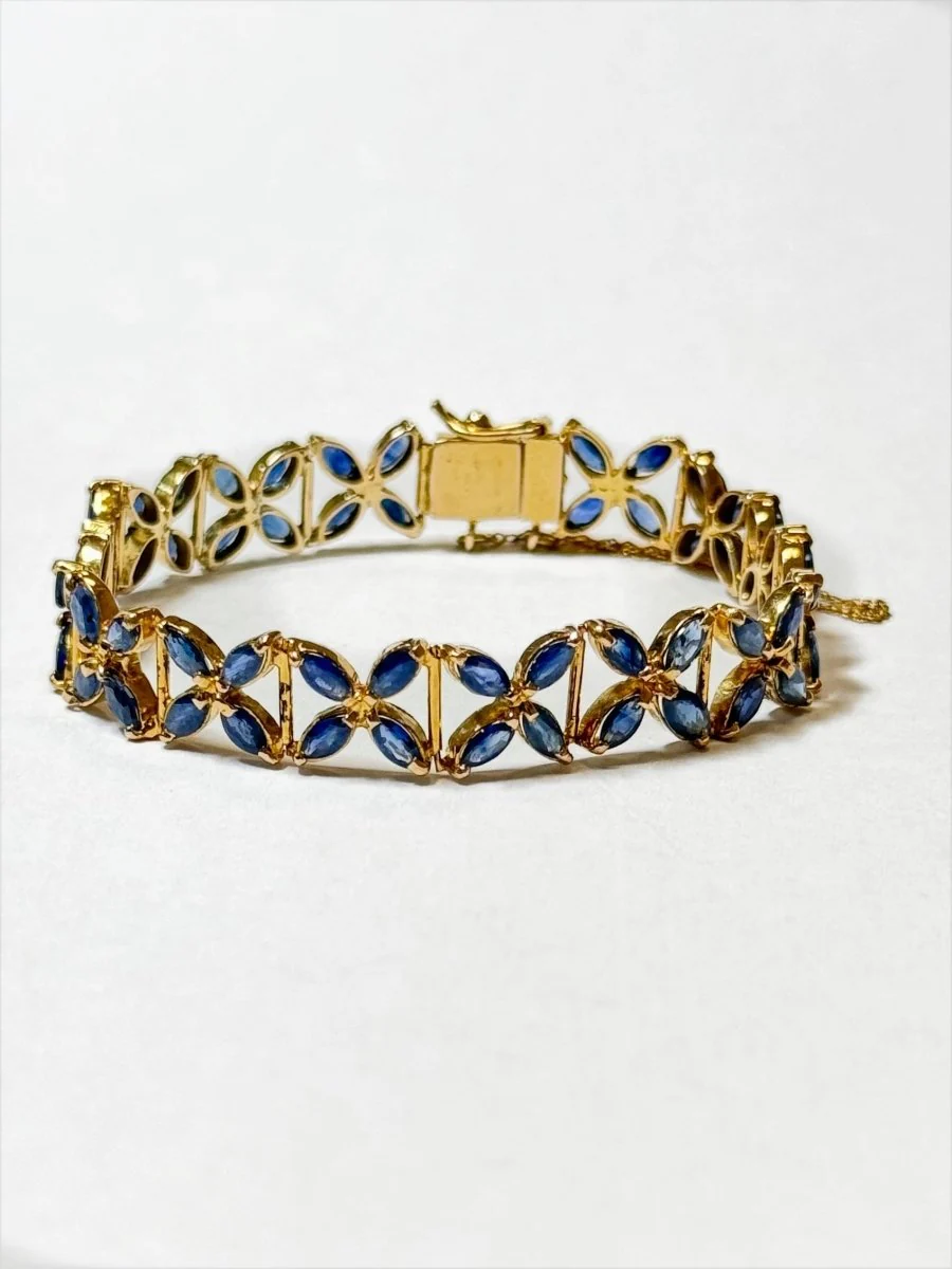 Bracelet rosaces en or jaune et saphir - Image 6