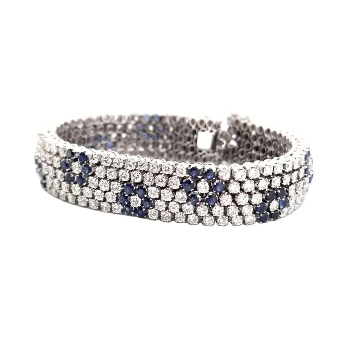 Bracelet Souple en or blanc, saphirs et diamants - Image 3