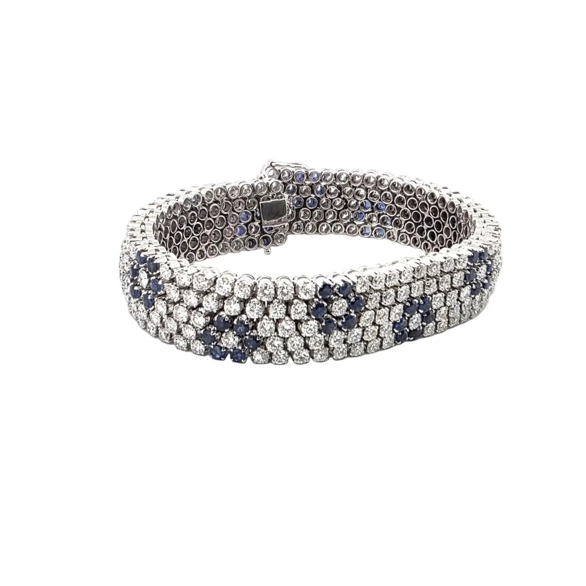 Bracelet Souple en or blanc, saphirs et diamants - Image 4