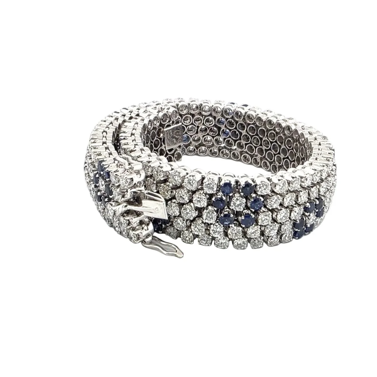 Bracelet Souple en or blanc, saphirs et diamants - Image 5