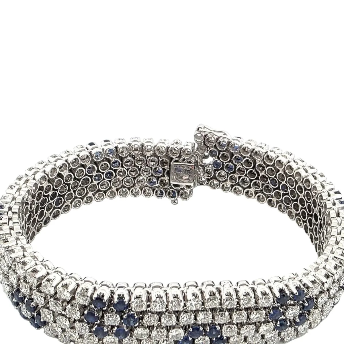 Bracelet Souple en or blanc, saphirs et diamants - Image 7