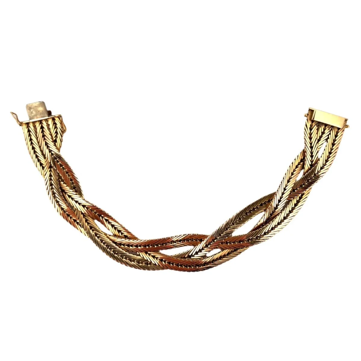 Flexible braided yellow gold bracelet - Image 3