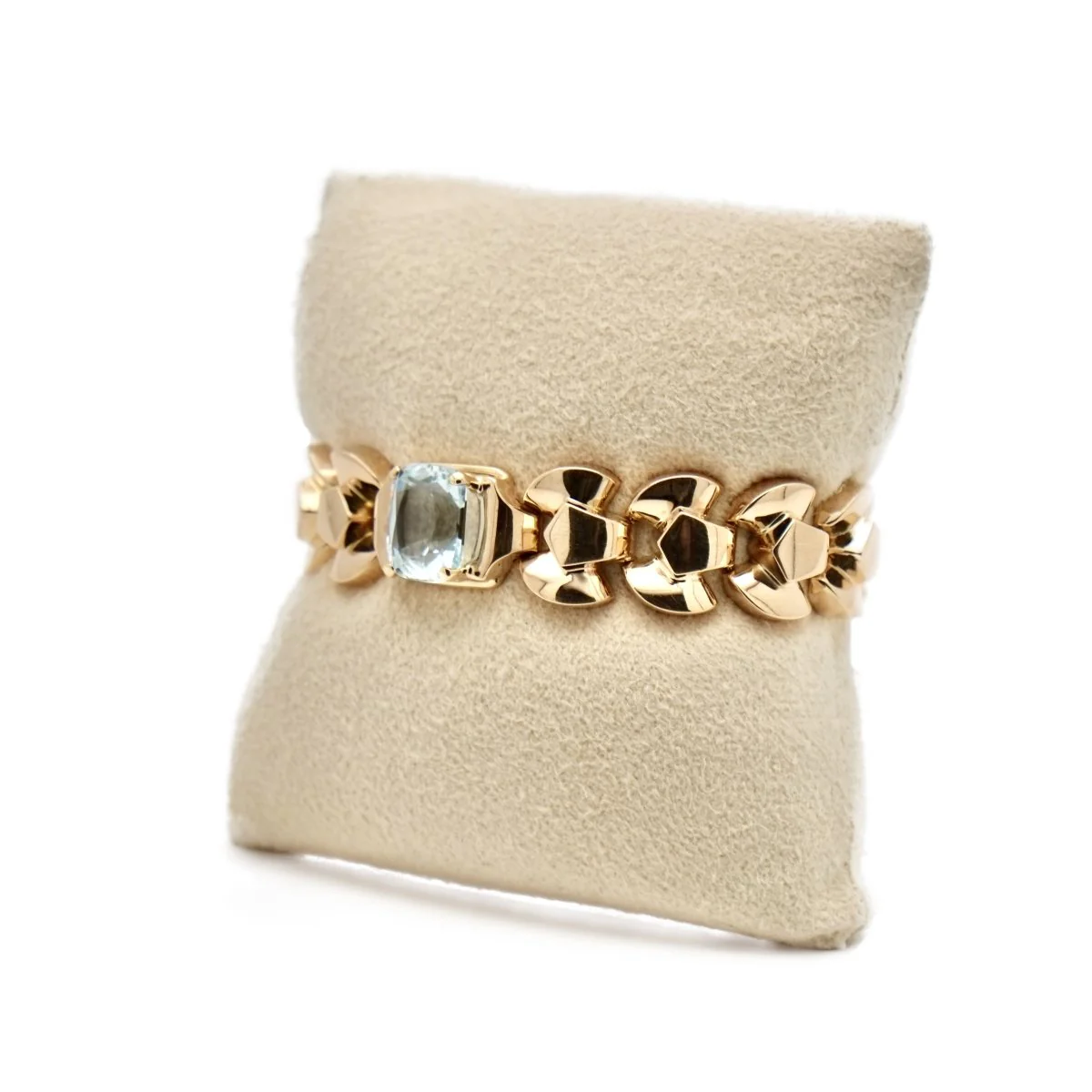Bracelet tank en or jaune et aigue-marine - Image 3