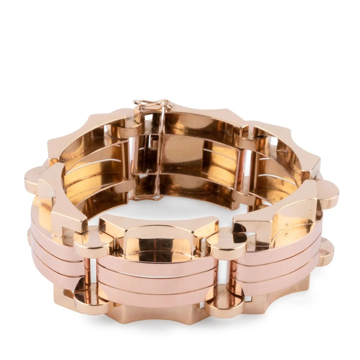 Yellow and rose gold tank bracelet