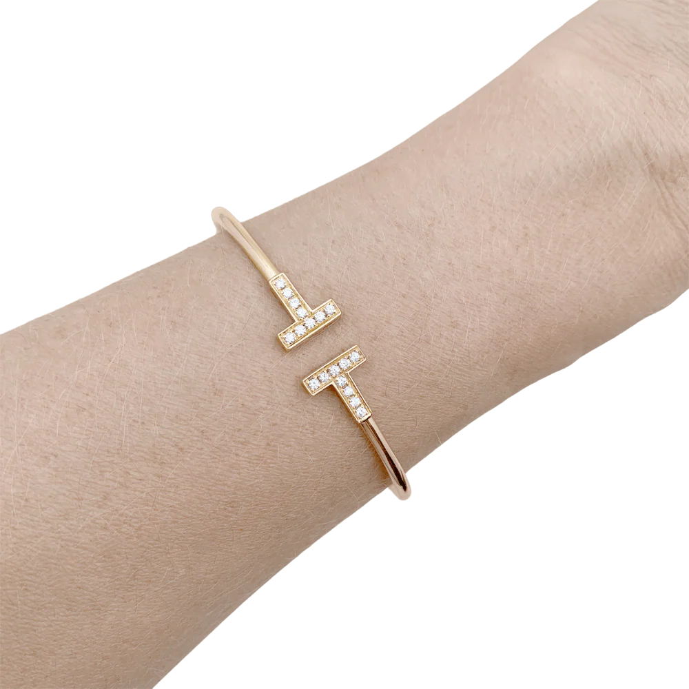 Bracelet TIFFANY & CO "Wire" ring in rose gold and diamonds - Image 2