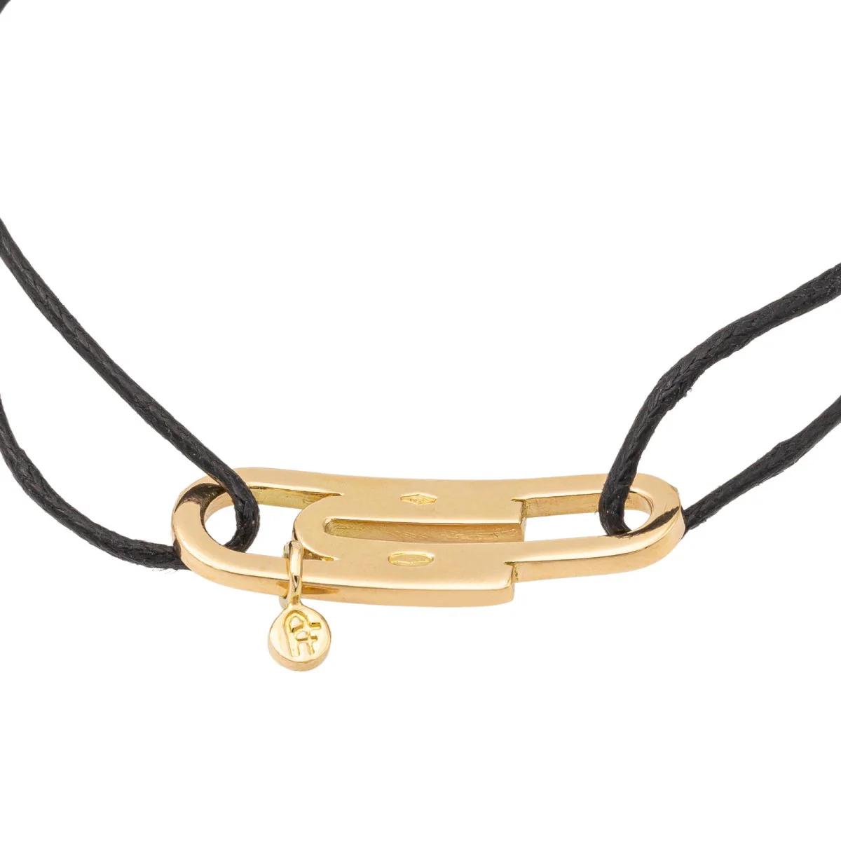 Paperclip cord bracelet in yellow gold and diamonds - Image 2