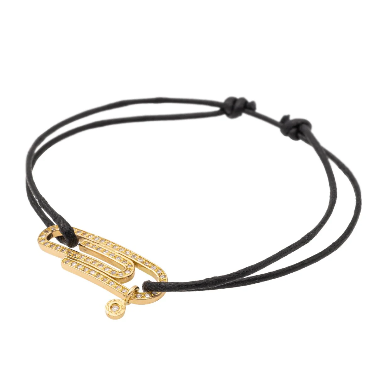 Paperclip cord bracelet in yellow gold and diamonds - Image 3