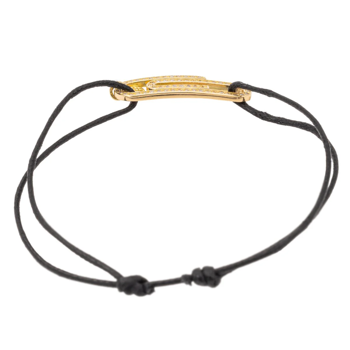 Paperclip cord bracelet in yellow gold and diamonds - Image 5