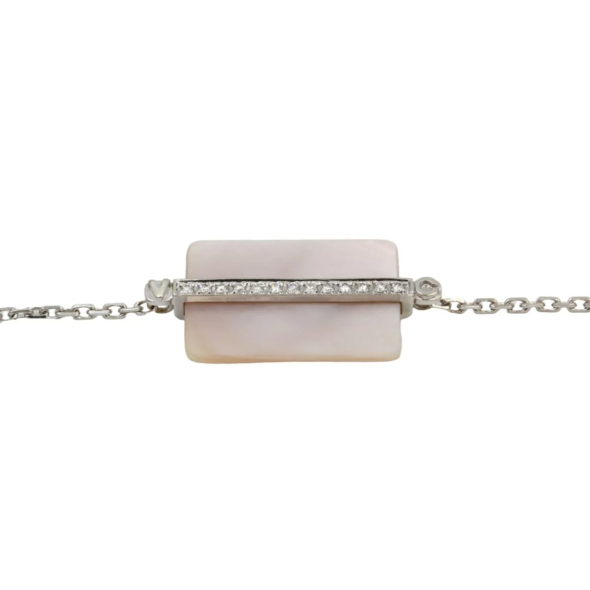 Bracelet VICTORIA CASAL "Étiquette" in white gold, Mother-of-pearl and diamonds