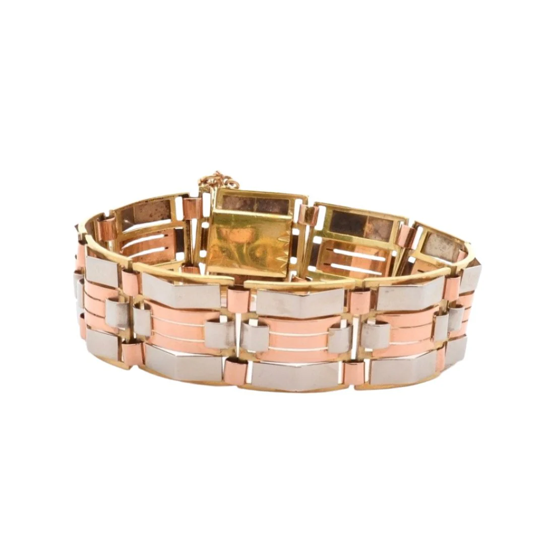 Art Nouveau bracelet in three golds - Image 2
