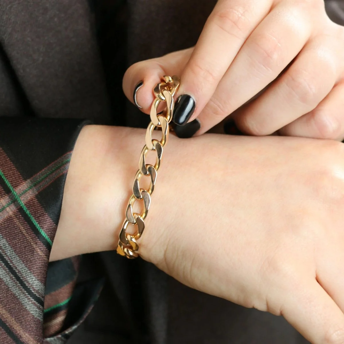 Bracelet flat curb chain in yellow gold - Image 2