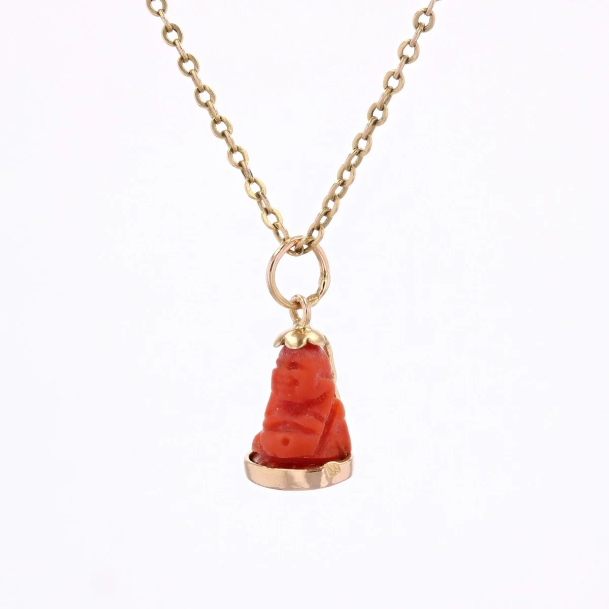 Coral and gold Buddha charm - Image 4