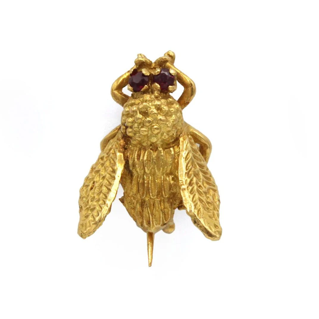 Bee Brooch - Yellow gold & Ruby