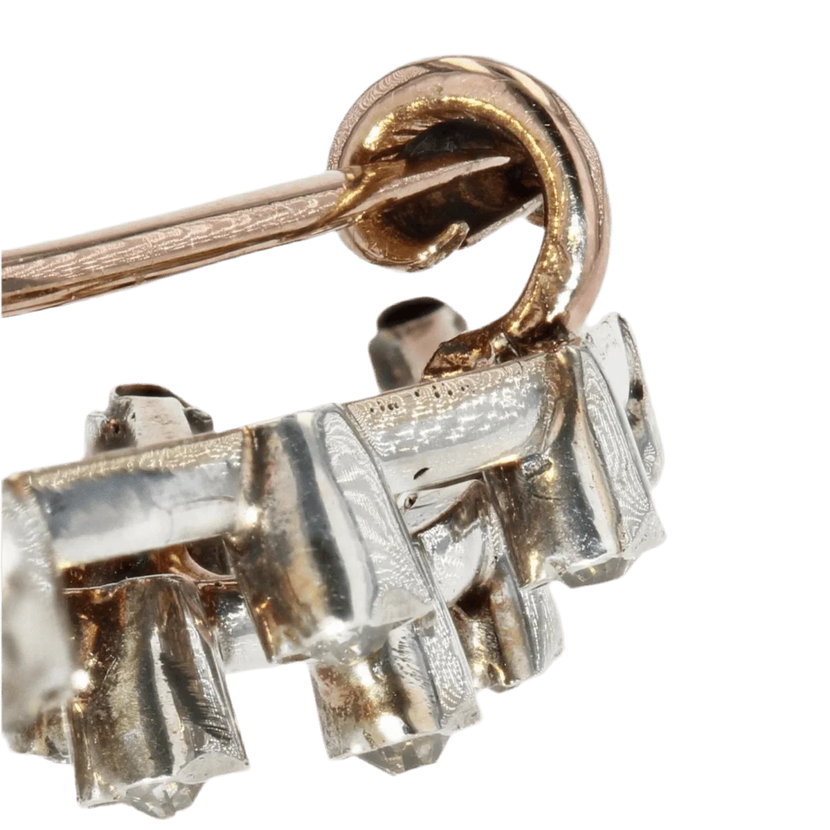 Brooch Pin in yellow gold, silver and diamonds - Image 8