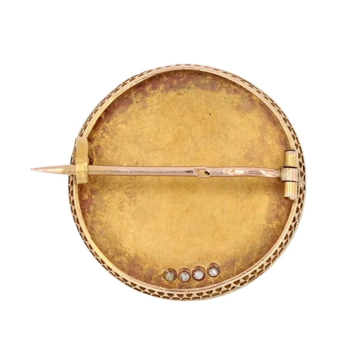 Brooch Pin in yellow gold, enamel and diamonds - Image 4