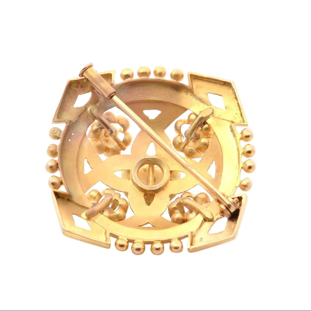 Yellow Gold and Pearl Brooch - Image 2
