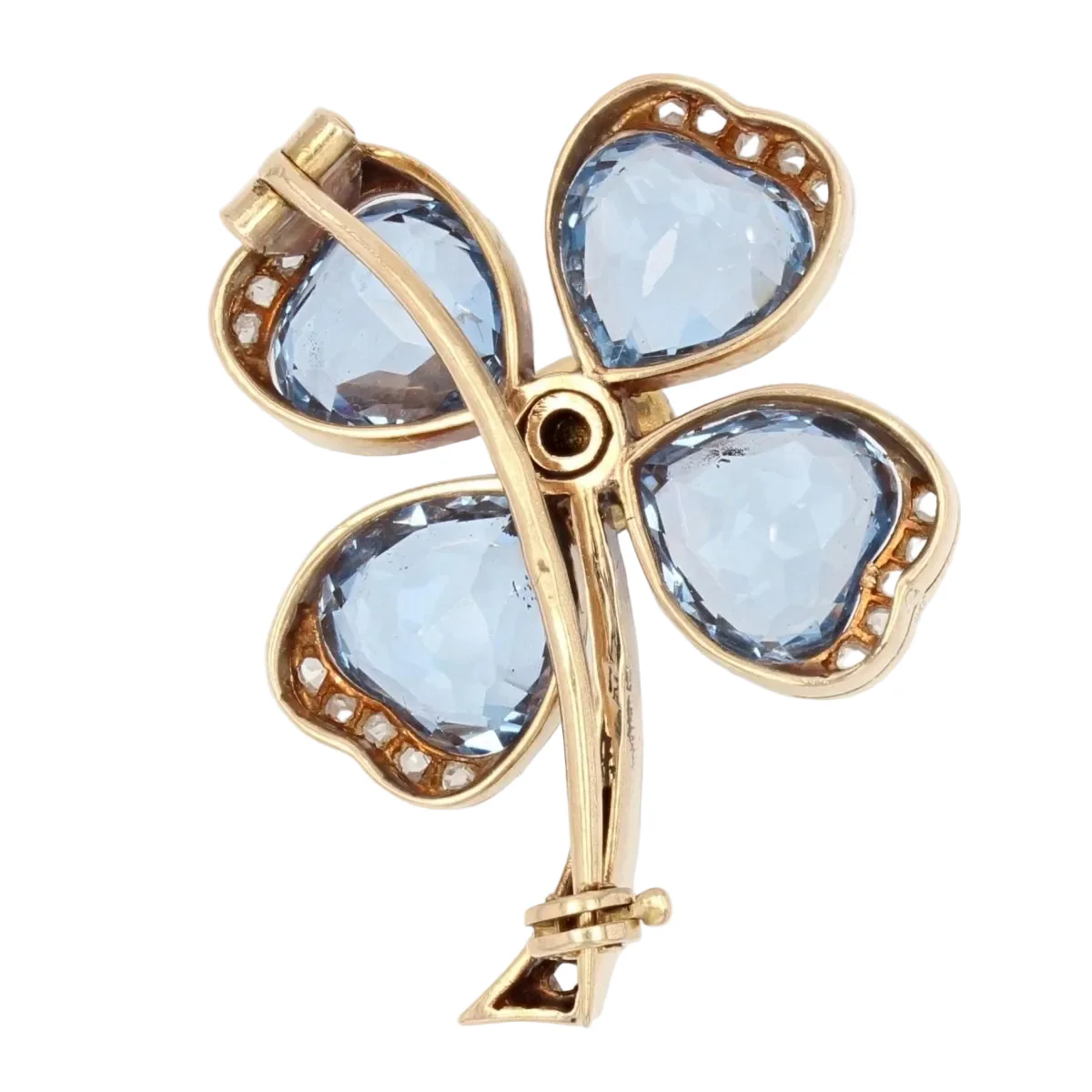 Yellow gold brooch with spinels and diamonds - Image 3