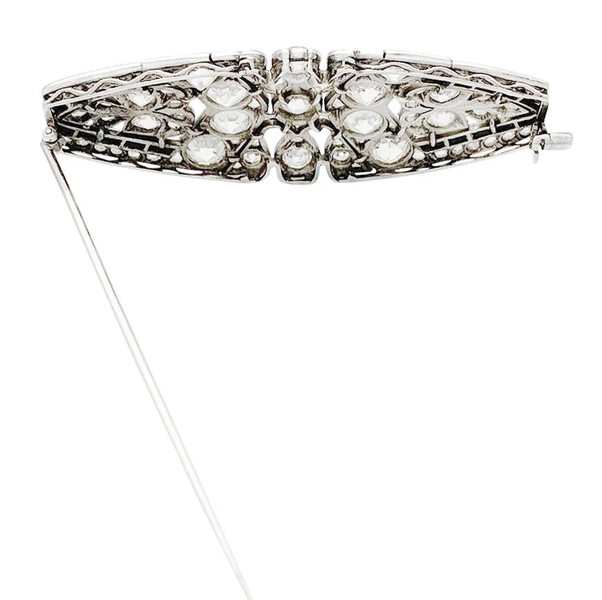 Art Deco brooch in platinum set with diamonds and onyx - Image 2