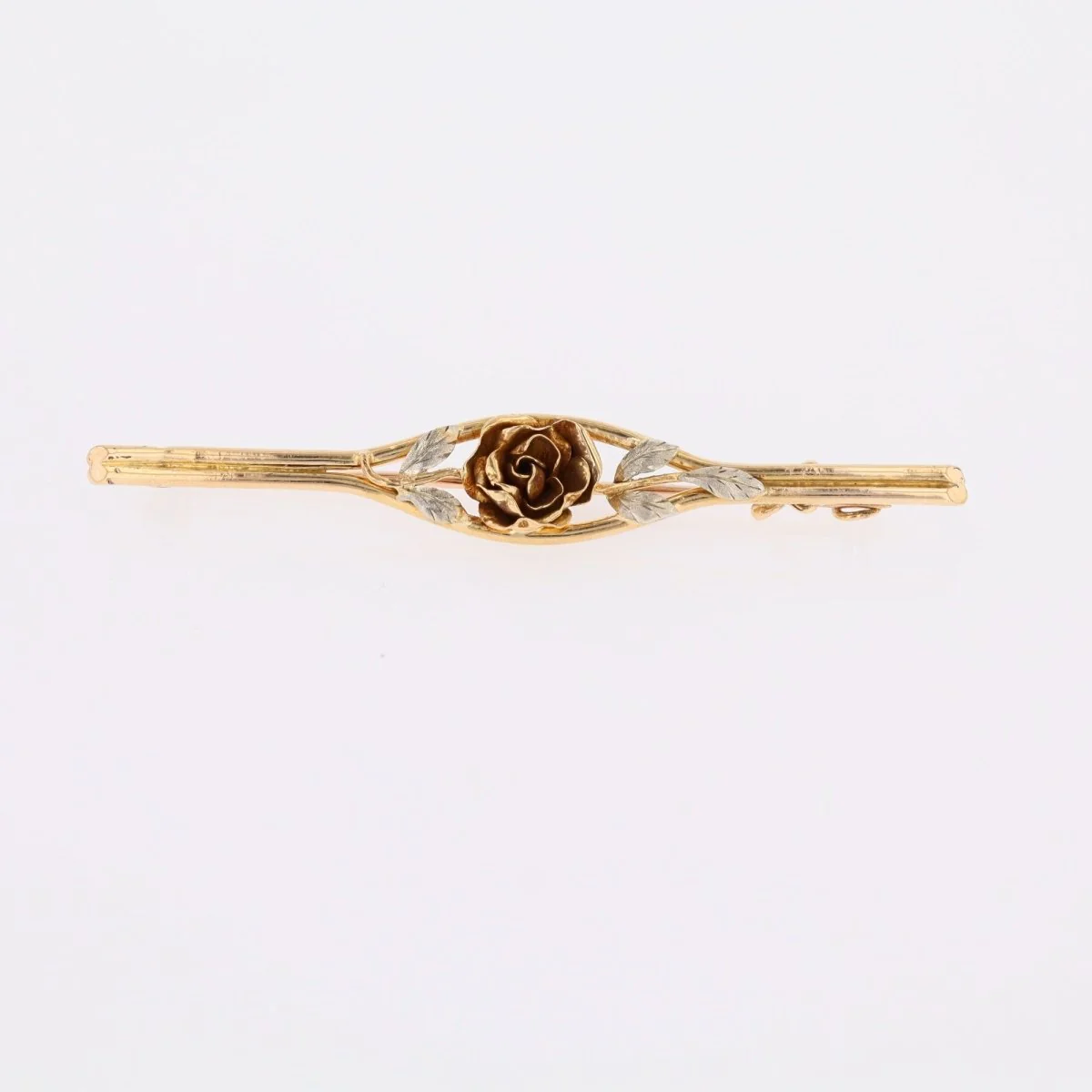 Brooch rosebud hair clip in yellow gold and white gold - Image 5