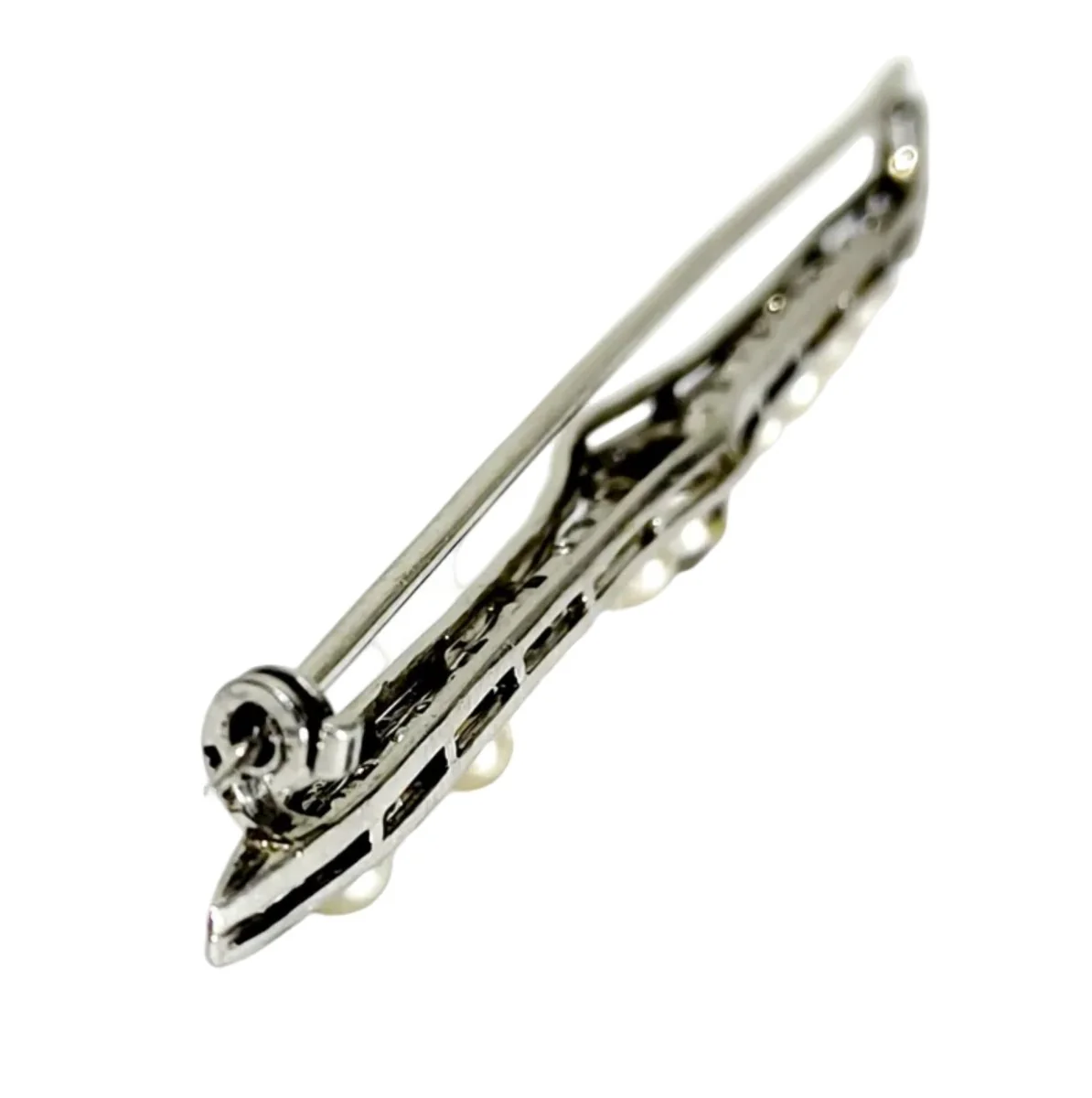 Brooch Barrette in white gold, pearls, and diamonds - Image 9