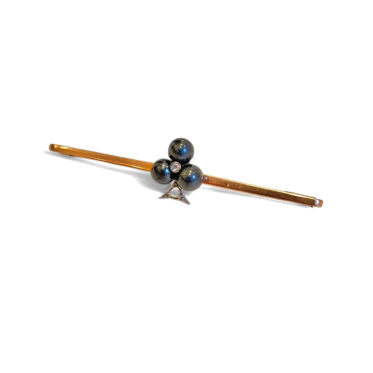 Brooch clover hair clip in rose gold and hematite
