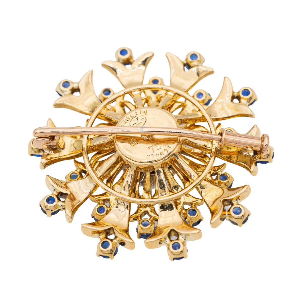 Flower brooch in yellow gold and diamonds - Image 3